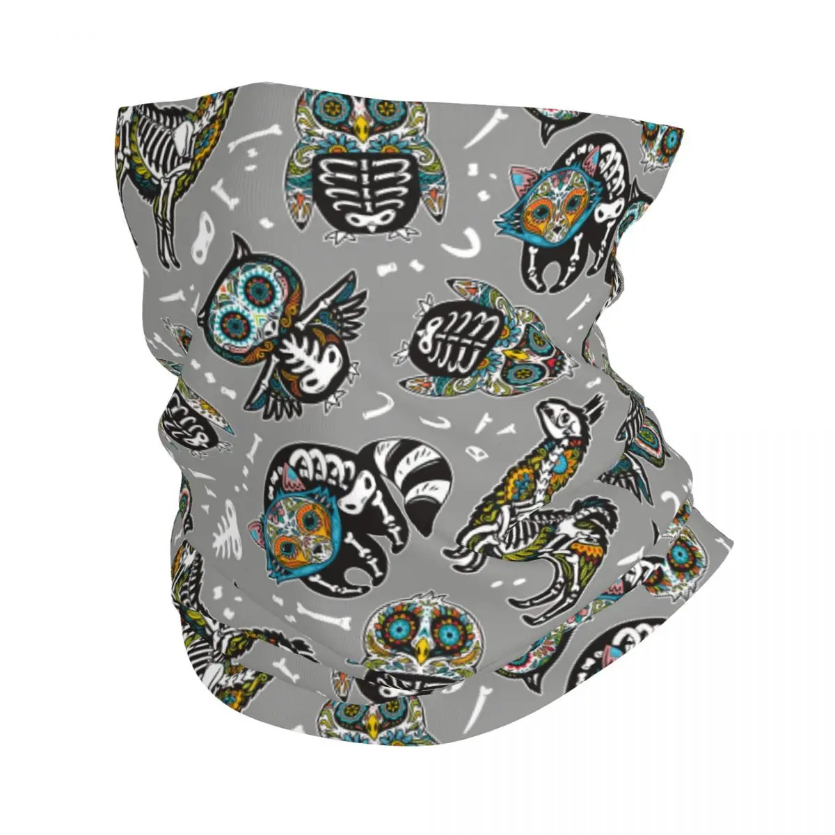 Owl Penguian Ilama And Raccoon Thin Wrap Scarf Bandana Mexico Sugar Skull Neck Gaiter Face Cover Headband