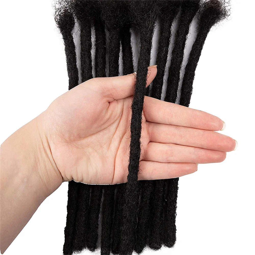 Loc Extension Human Hair 0.4cm Width 6 inch 40 Strands Full Handmade 100% Human Hair Dreadlock Extensions for Men Women