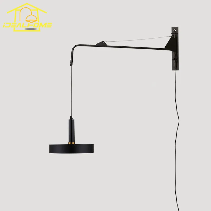 Designer Industrial Telescopic Swing Arm Wall Lamp LED E27 Long Pole Gold/black Wall Mounted Restaurant Homestay Living Room Bar