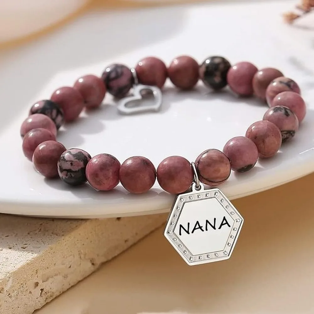 Sweet Fresh Y2K Versatile Round Beaded Bracelet, With Nana Pendant Charm, Girls Casual Leisure Fashion Jewelry Gift