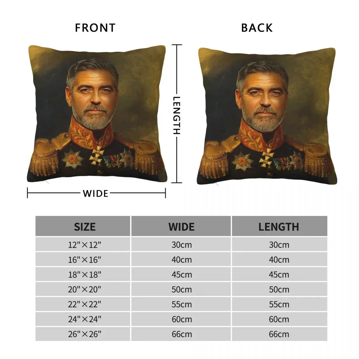 George Clooney Replaceface Pillowcase Polyester Linen Velvet Printed Zip Decorative Sofa Seater Cushion Cover Wholesale