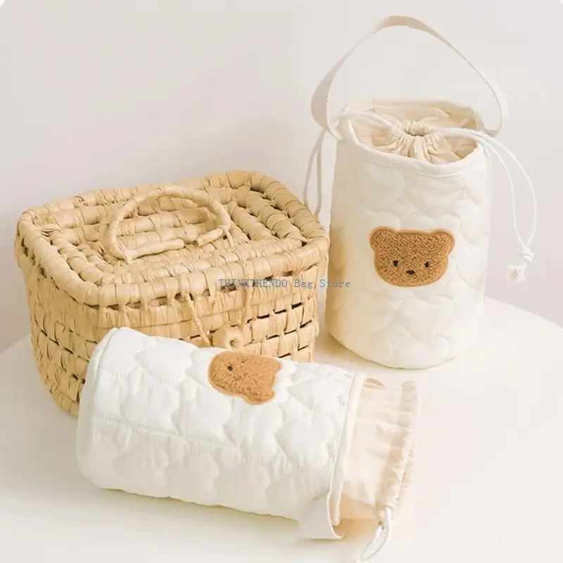 

340D Cartoon Bear Bucket Bag Korean Styles Handbag Drawstring Stroller Storage Bag