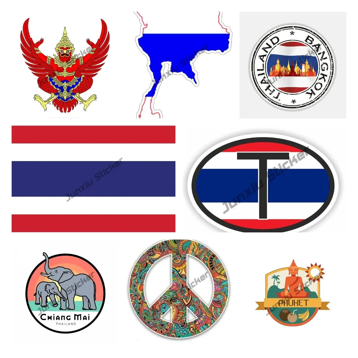 Creative Decals Thailand Map Flag Decal Thai Style Element Elephant Buddhist Decal Premium Quality Vinyl Car Accessories KK13cm