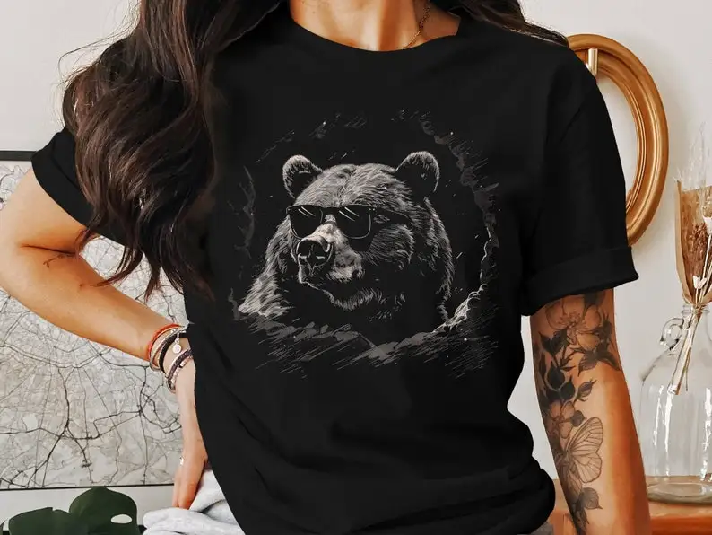 

Sudadera o camiseta con capucha Rizzen Grizzly Bear, unisex, con gráfico, camiseta de vida salvaje y naturaleza