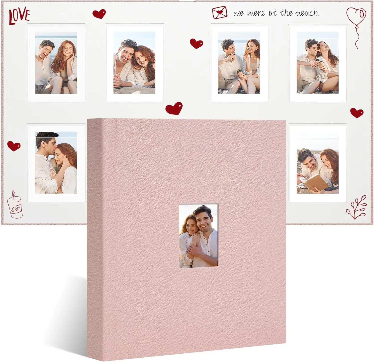 

Photo Album with PU Leather Cover, 128 Pockets Instax Photo Album with Writing Space for 2x3 Pictures Fits for Fujifilm