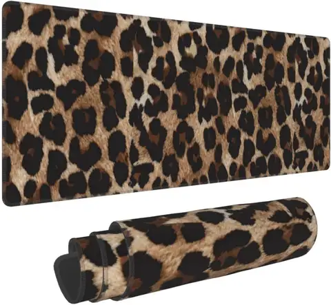 Vintage Leopard Print Gaming Mouse Pad, Faux Fur Animal Pattern Smooth Edge Non Slip Mat Gamers Office Home Wireless Mouse Use