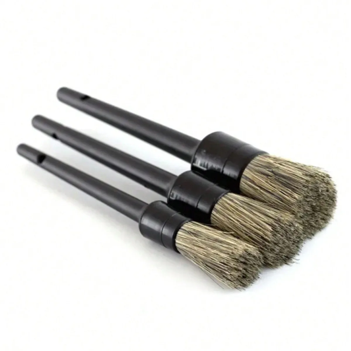 3 Pcs Natural Boar Hair Car Detailing Brush Set Soft Bristle Car Cleaning Brush Kits Atuo Tire wheel Wash Exterior Accessories