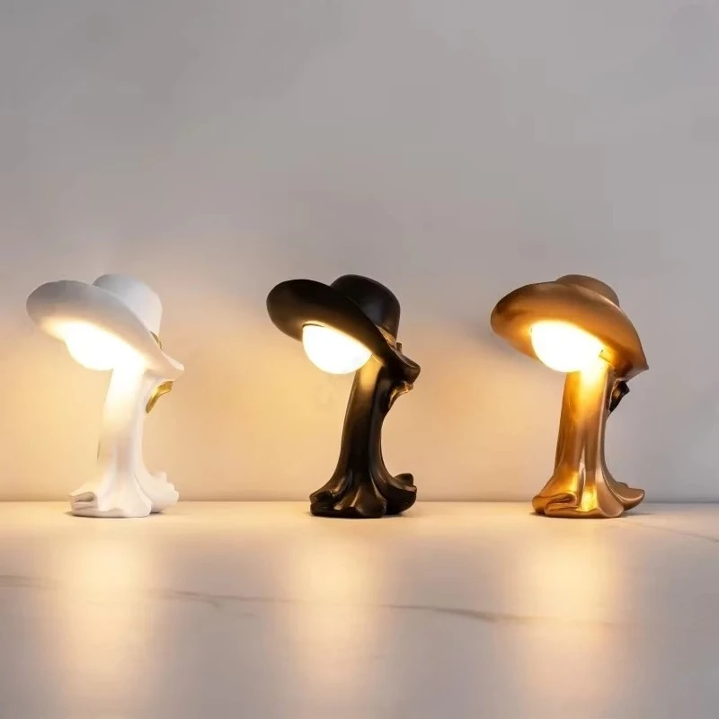 New LED High-end Straw Hat Bedroom Bedside Lamp USB Night Light Living Room Study Atmosphere Decoration Lighting Fixture - view 4
