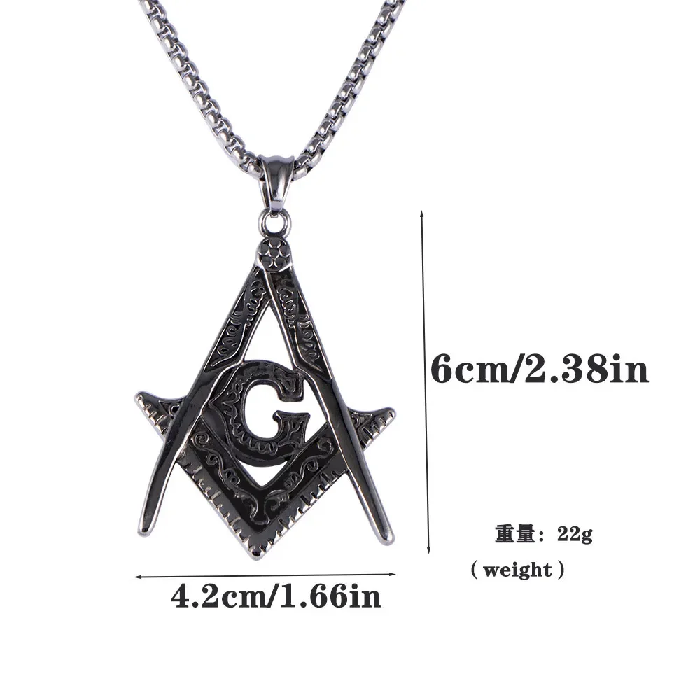 JHSL Vintage Retro Men Stainless Free-Mason Statement Pendant Necklace Silver Color Fashion Jewelry for Male New Arrival