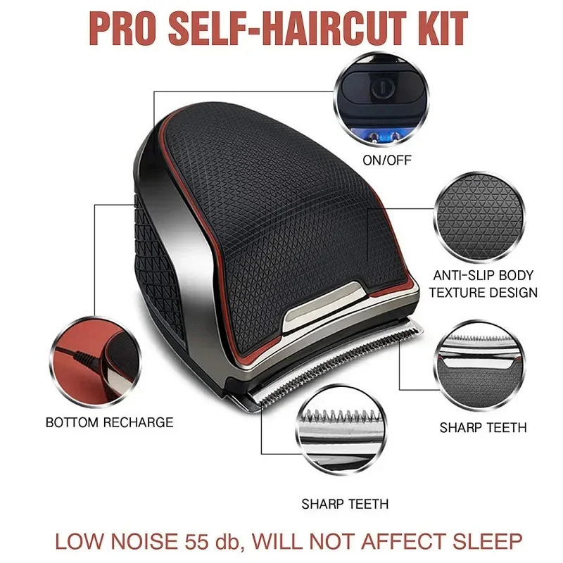 Professional Hair Cutting Self Haircut Kit Balding Hair Clippers Beard Trimmer Cordless Electric Men Full Body Wash Hair Clipper