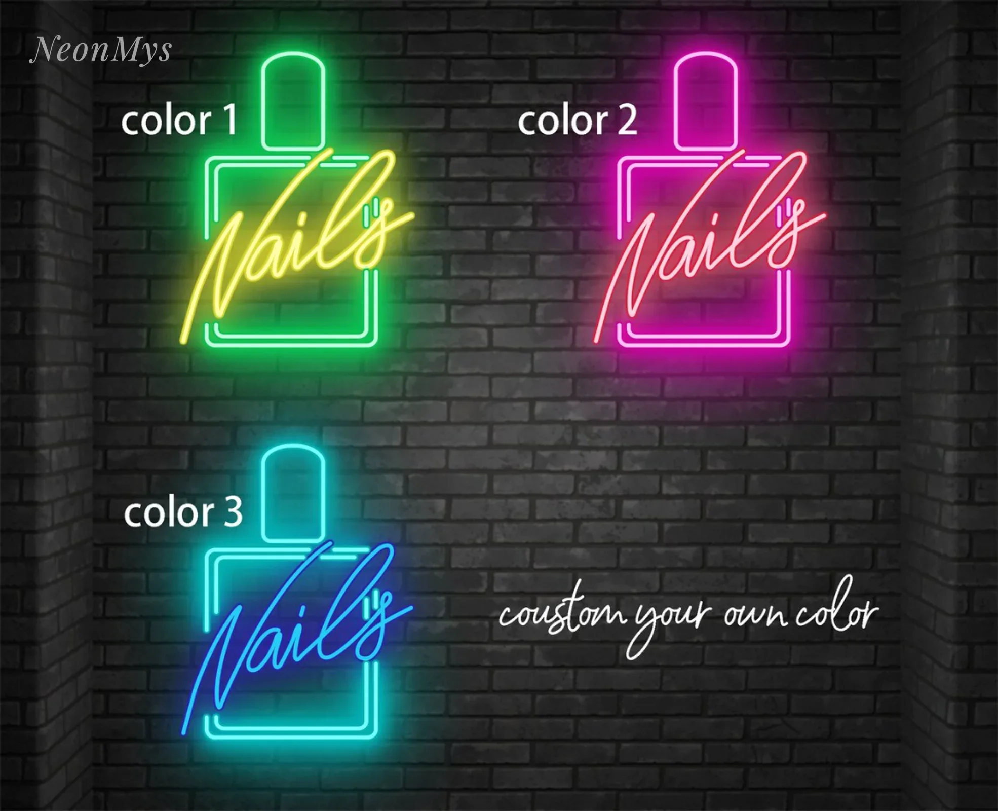 Nails Neon Signs Manicure LED Logo Lights Nail Polish Light Up for Wall Decor Bedroom Beauty Room Girl Room Salon Support Custom