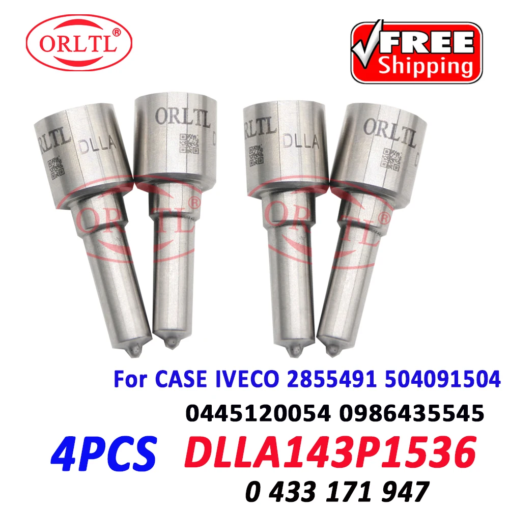 4 PCS Diesel Injector 0445120054 for IVECO 2855491 504091504 Nozzle DLLA143P1536 ORLTL 0 433 171 947 Fuel Nozzle DLLA 143P 1536