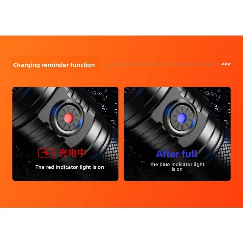 Torcia LED a lungo raggio a luce forte Torcia portatile con ricarica USB con torcia impermeabile con zoom telescopico