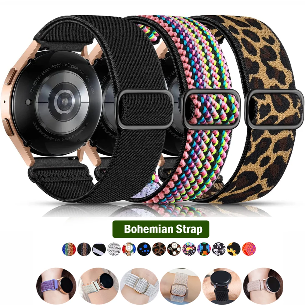 سوار بوهيمي مرن ساعة سامسونج جالاكسي ، 20 ، 22 للفرقة 5 برو ، 4 ، 6 ، كلاسيكية ، نشطة 2 ، هاواوي جي تي ، أمازون فيت ، 4-3-2 حزام
