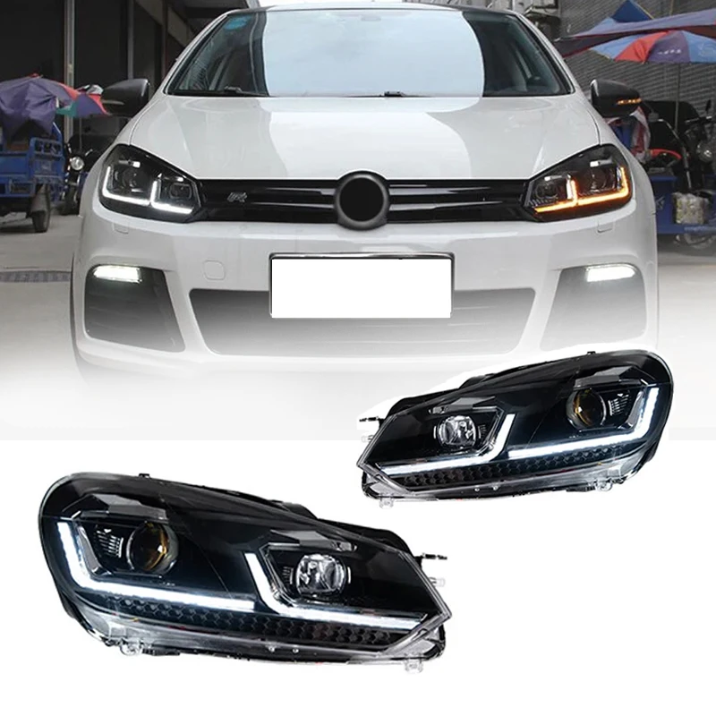 For Volkswagen Golf 6 Headlight 2009-2012 Golf 6R LED Headlight Assembly DRL Daytime Running Turn Signal Light Auto Accessories