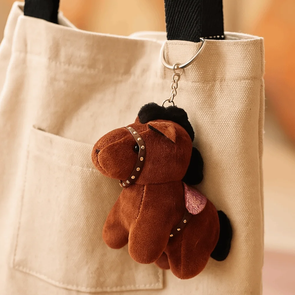 Pônei dos desenhos animados pingente mascote boneca corcel boneca animal de pelúcia chaveiro estilo chinês mochila pingente de pelúcia cavalo chaveiro