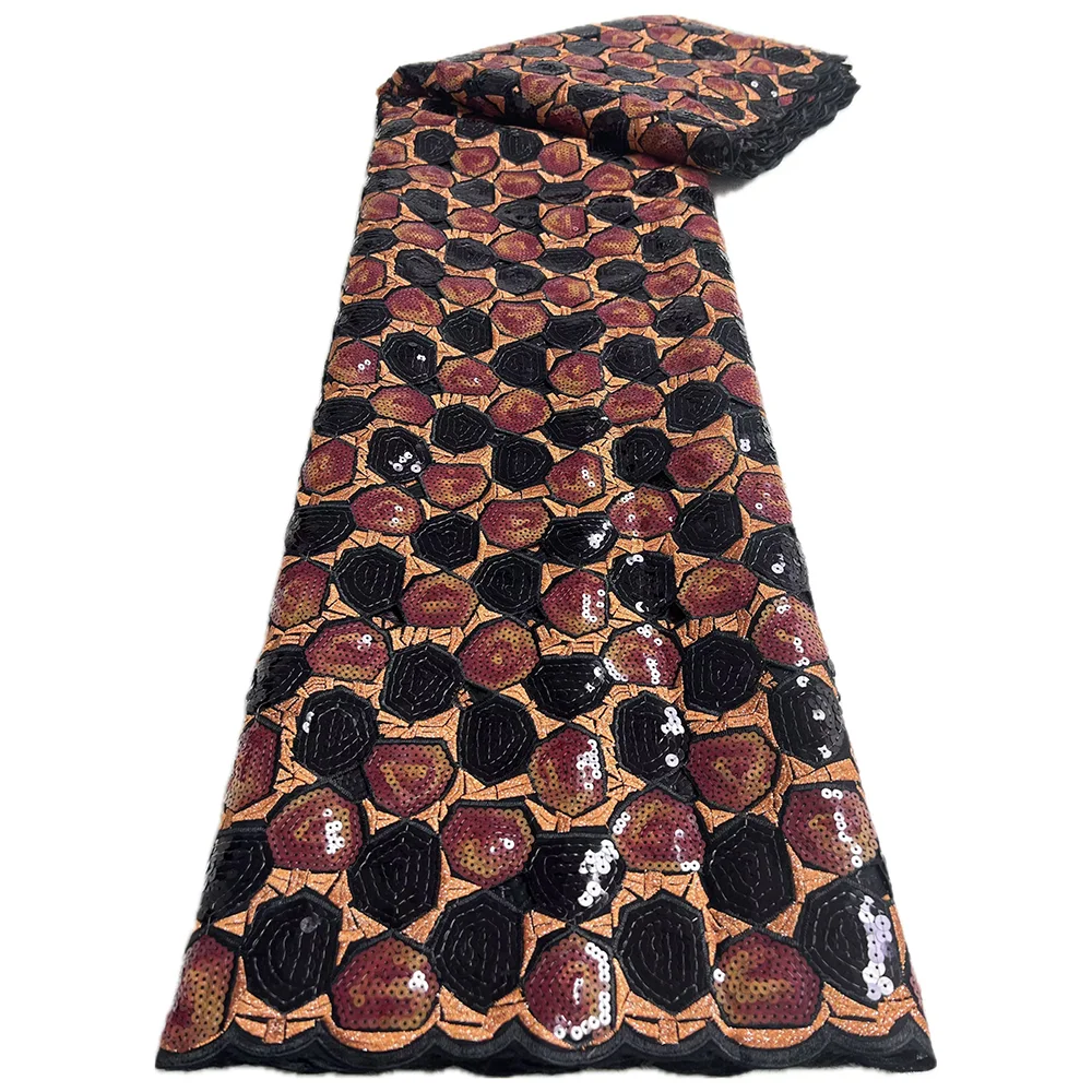 

African Organza Lace Fabric 2025 High Quality Nigerian Sequins Beads French Tulle Lace Fabric Material For Wedding Dress