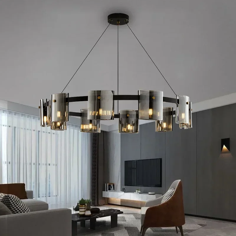 Lampadari moderni in vetro fumé illuminazione decorazione della stanza lampada a sospensione a soffitto in vetro di lusso sala da pranzo lampade da camera da letto soggiorno