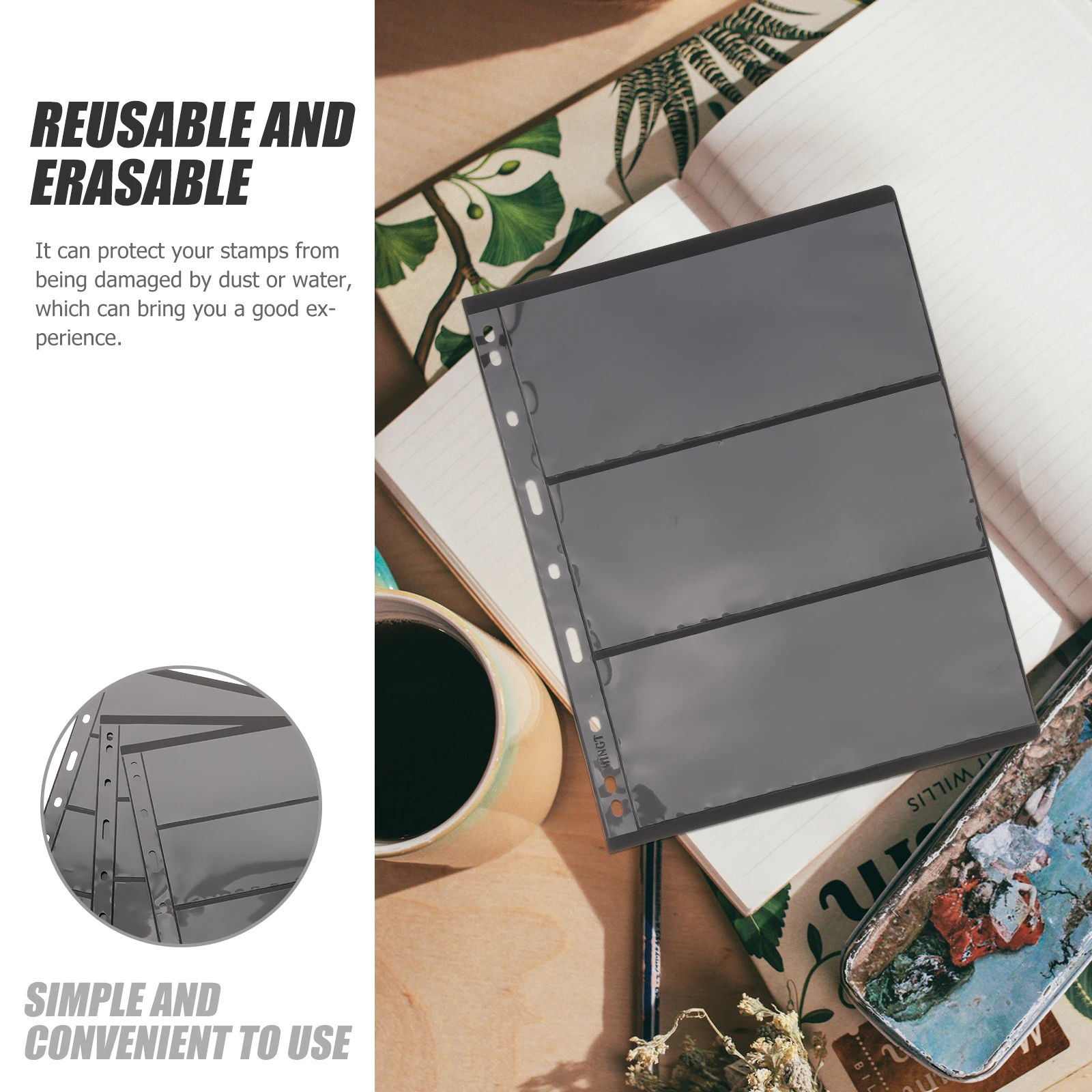 

20pcs Stamp Pages Clear Design Easy Viewing Reusable Exquisite Craftsmanship Collectors Loose Leaf Storage Binder Postcard