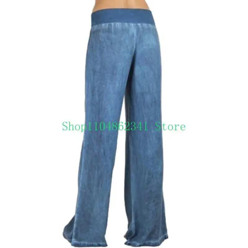 

5ASD Женская летняя эластичная средняя талия Тонкие джинсовые брюки с твердым цветом широко расстояние для ноги.