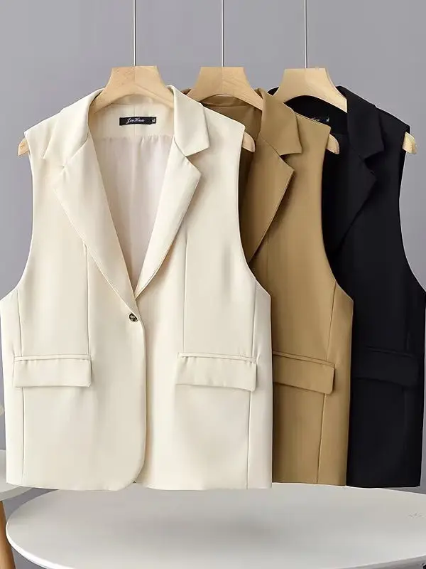 

plus Size Women's Suit Jaet Vest Outerwear Faionable Spring Autumn Clothes Meat Concealing Trendy Single Button Closure