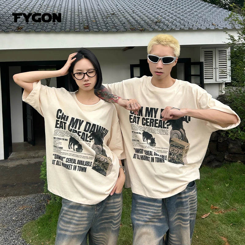 Fygon Premium Khaki Graphic t-shirt oversize t shirt uomo Soft Touch abbigliamento traspirante cotone abbigliamento quotidiano nuovo Arriva