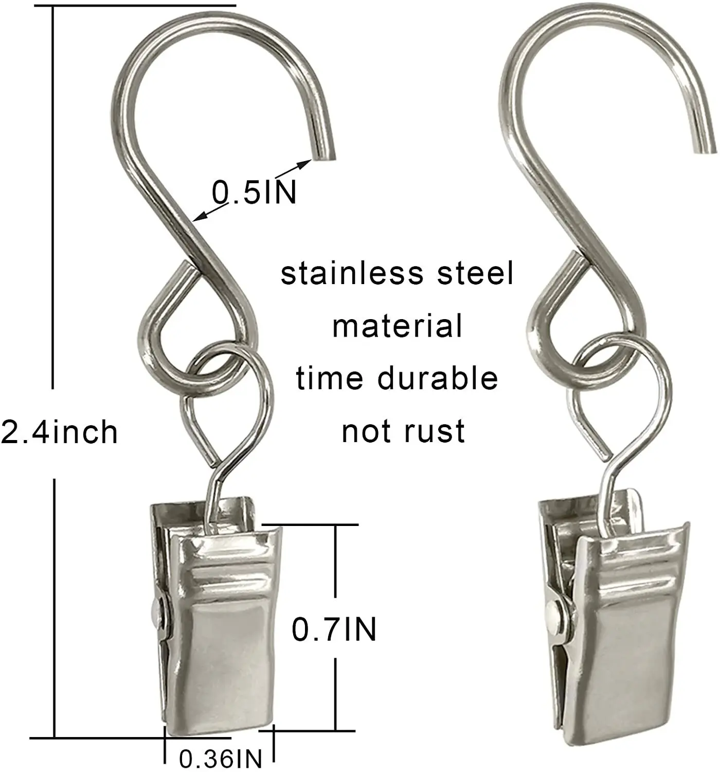 10 20 50 100pcs New Stainless Steel S Clips Curtain Clips Replacement With Hook Metal For Window Curtain Photos Clamp Home Decor