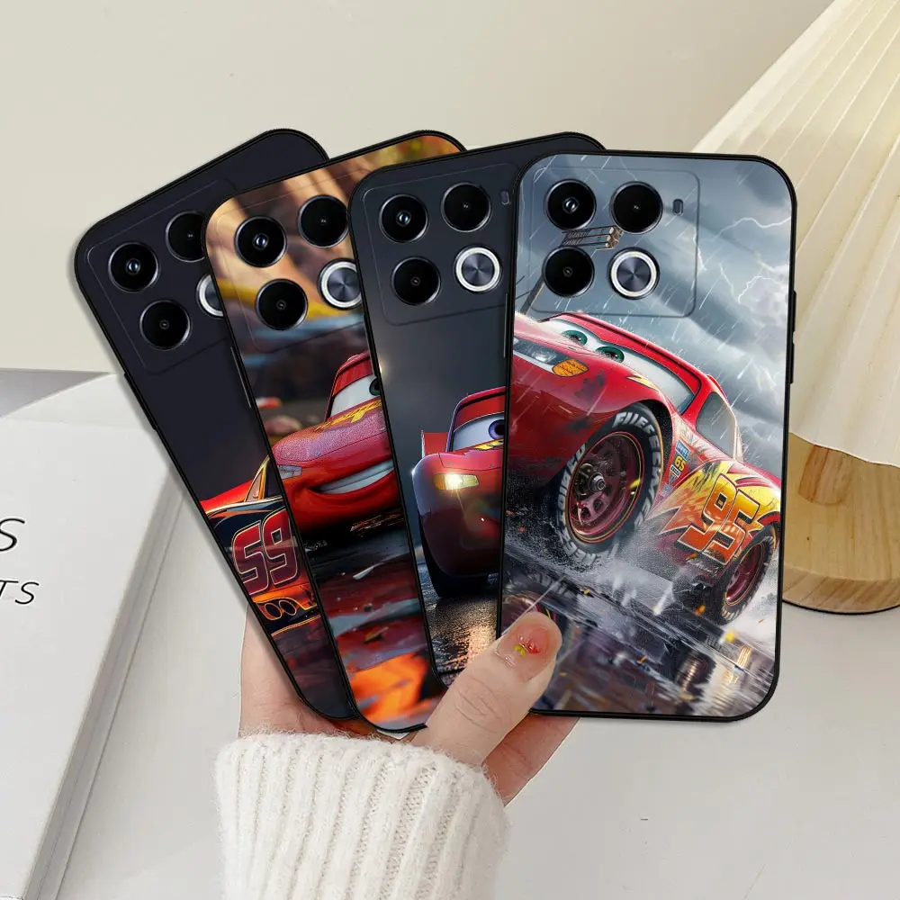 

Cartoon Disney Cars Lightning McQueen Case For Infinix Note 40 30 Pro Vip 12 12G96 11 10 Tecno Camon Zero 30 20 Pro Black Cover