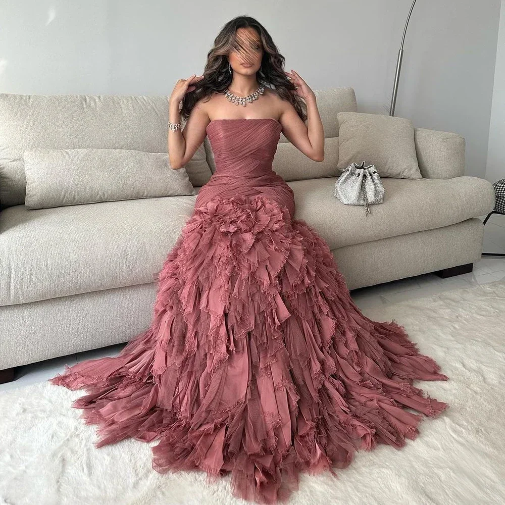 

Платья для выпускного вечера по индивидуальному заказу Изысканные вечерние платья без бретелек с русалкой, обнимающие кружевные сетчатые тюлевые вечерние платья для торжественных случаев Vestidos