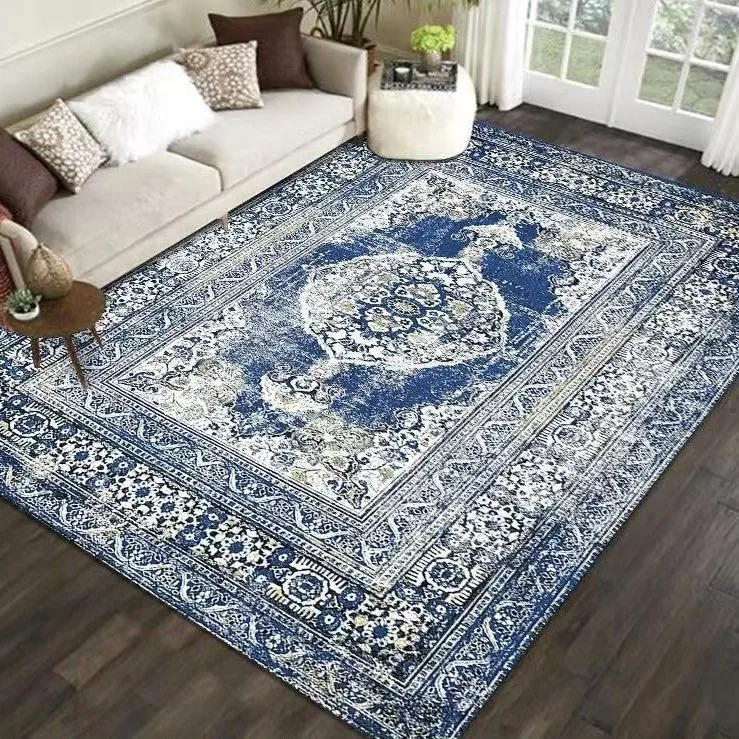 Large Floral Carpet Modern Persian Design Machine Washable Coffee Table Rug Made Polyester Easy-to-Clean