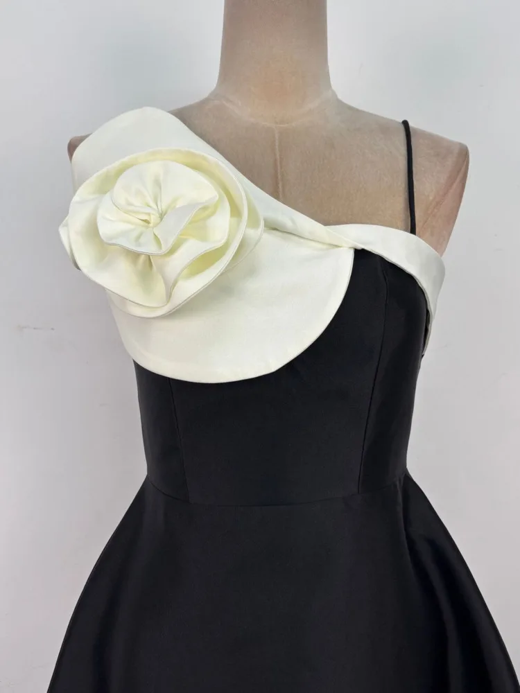 QMQA – robe en Satin pour femmes, bloc de couleurs, bretelles florales, col Slash, sans manches, taille haute, élégante, amincissante, nouvelle collection QM829