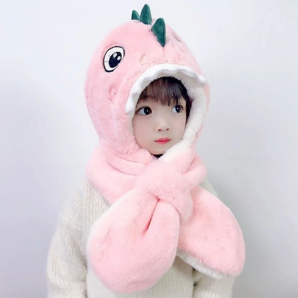 Cute 2-in-1 Children's Hooded Scarf Keep Warm Windproof Scarf Thicken Ear Protection Winter Children's Hat Winter view 5