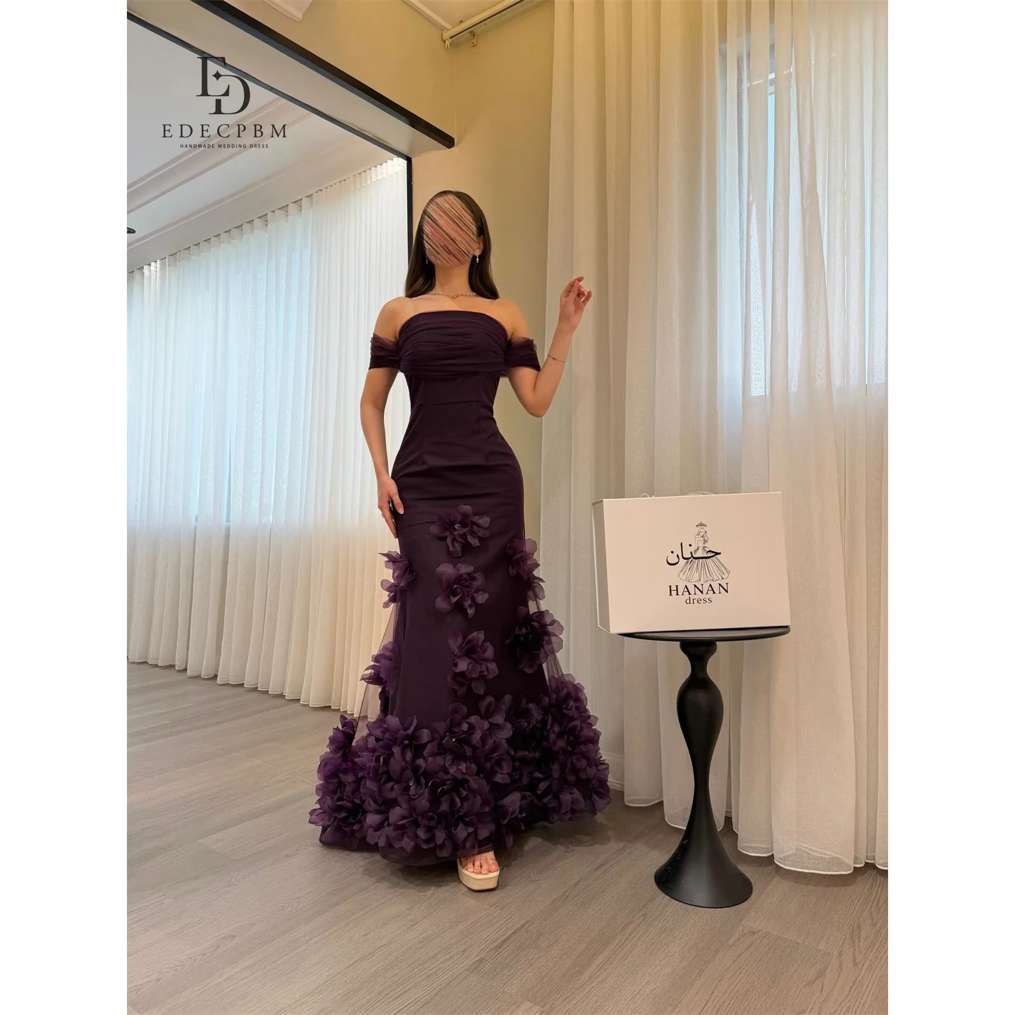 

EDECPBM Satin Off The Shoulder Purple Mermaid Evening Dress 2026 Prom Dress Formal Evening Robes de Soirée Women Elegant Banquet