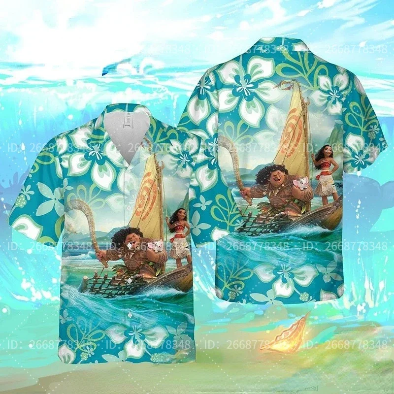 Moana and Maui Disney Hawaiian Shirt Disneyland Trip Hawaiian Shirt Disney Vacation Holiday Hawaiian Beach Short Sleeve Shirt