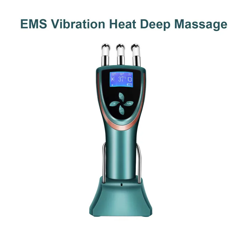 EMS Heat Magic Massager Vibration Deep Massage Red Blue Therapy Skin Rejuvenation Skin Tighten Anti Wrinkle Beauty Device