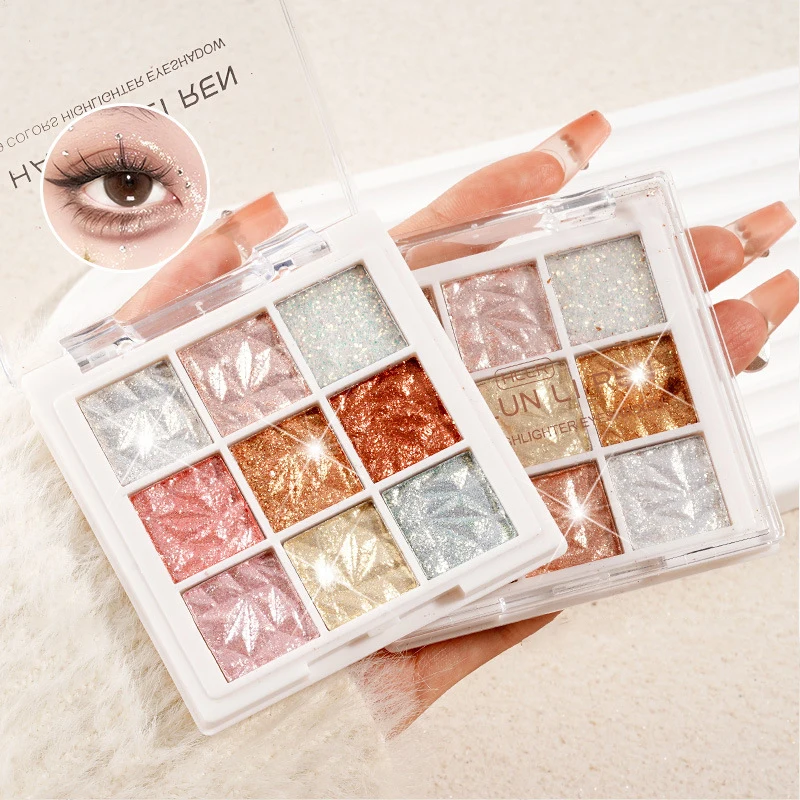 Paleta de Sombra Floco de Neve Perolado, Maquiagem Delicada Olhos, Shimmer Eye Shadow, 9 Cores, Cosméticos Femininos, Presentes