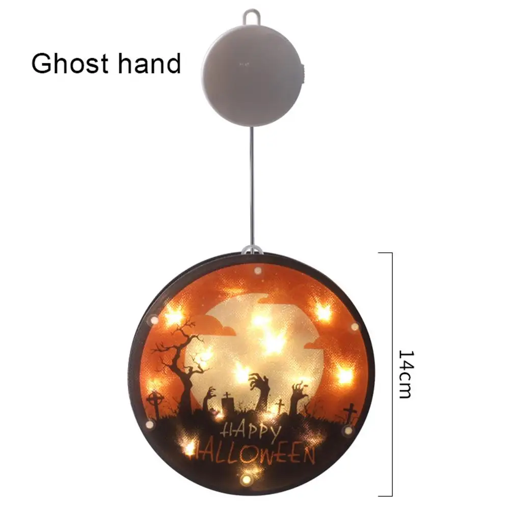 Lampu Halloween lampu jendela dengan lem kait dioperasikan baterai lampu dalam ruangan pola Halloween Istana Tangan hantu