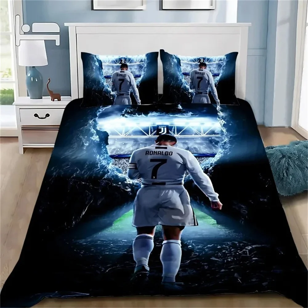 Immagine 3: Copripiumino 3D Football CR7 Set biancheria da letto Copripiumino morbido con 1/2 pezzi Federe per bambini Copripiumino in microfibra per adulti