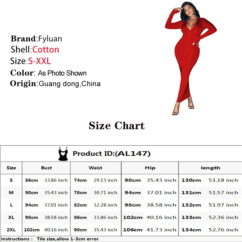 2025 High-End Women's Long Dress Solid Color Deep V Long Sleeve Tight Fitting Female Ankle Length Dress Sexy Fashion Prom Gowns