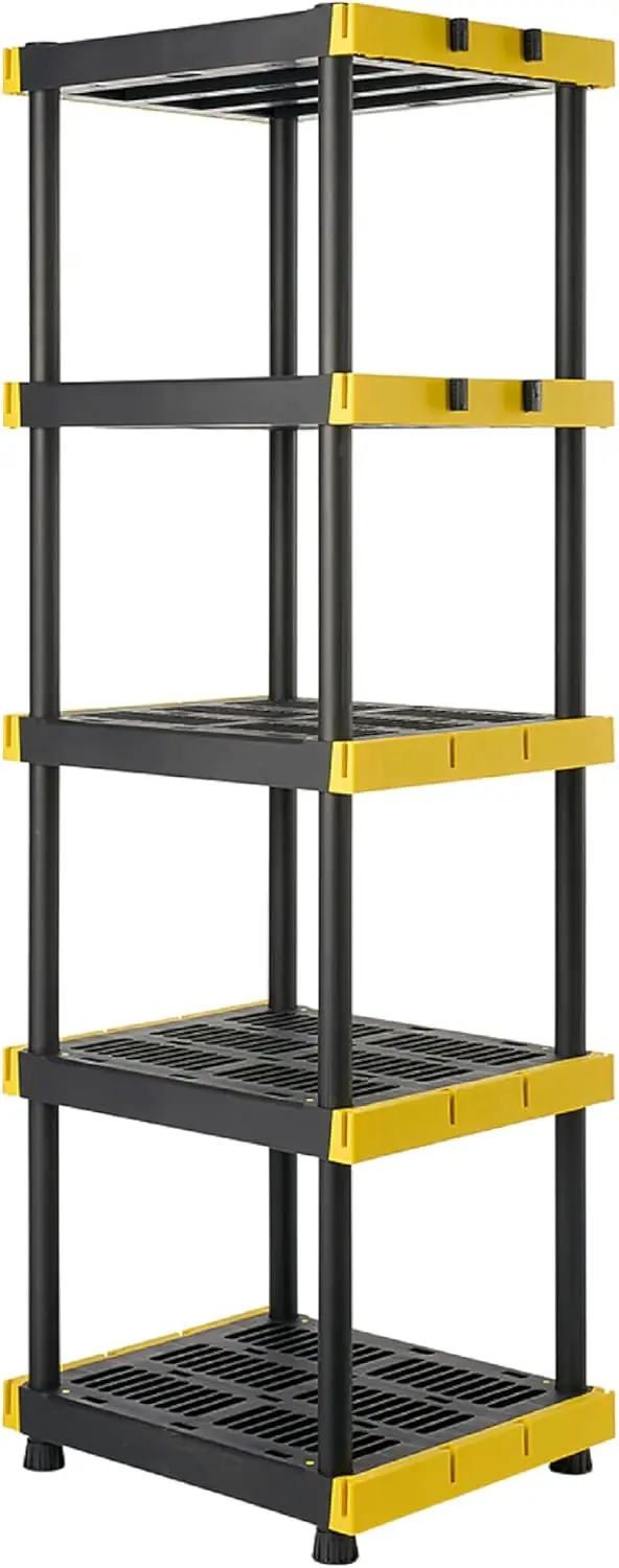 

5-ярусный пластиковый стеллаж для хранения, усиленный, выдерживает до 45 кг на полку, для организации и хранения, устойчивый к воздействию погодных условий