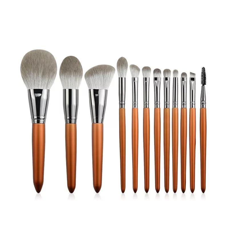 12Pcs Luxury Cosmetic Foundation Powder Blush Brush Eyeshadow Makeup Brushes Set Blending Beauty MakeUp Brush Tool With Bag