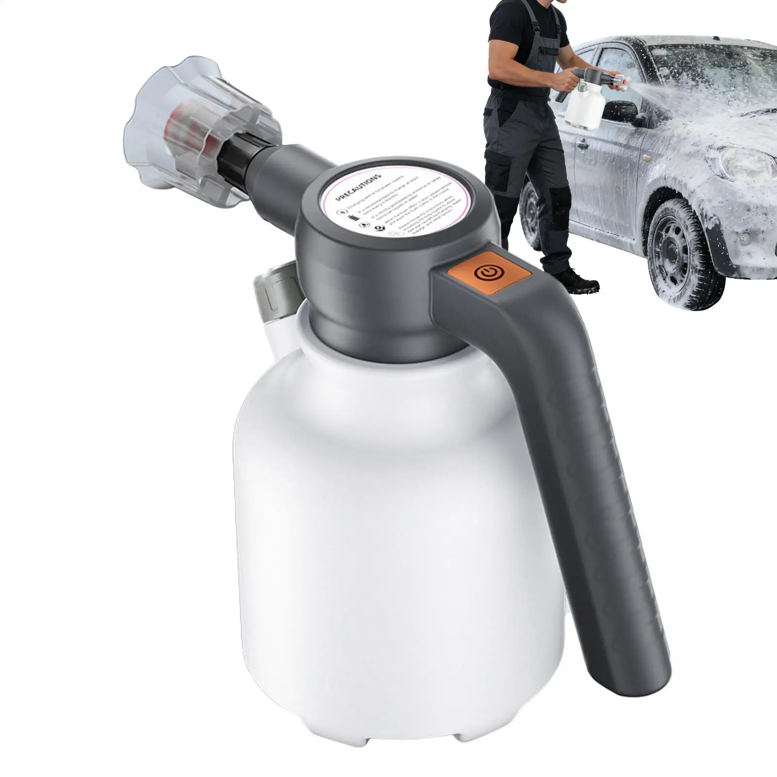 

2L Electric Car Wash Foam Sprayer Self-priming Rechargeable Air Pressure Sprayer Auto 75 Degree Fan-shaped Foam Output Bottle