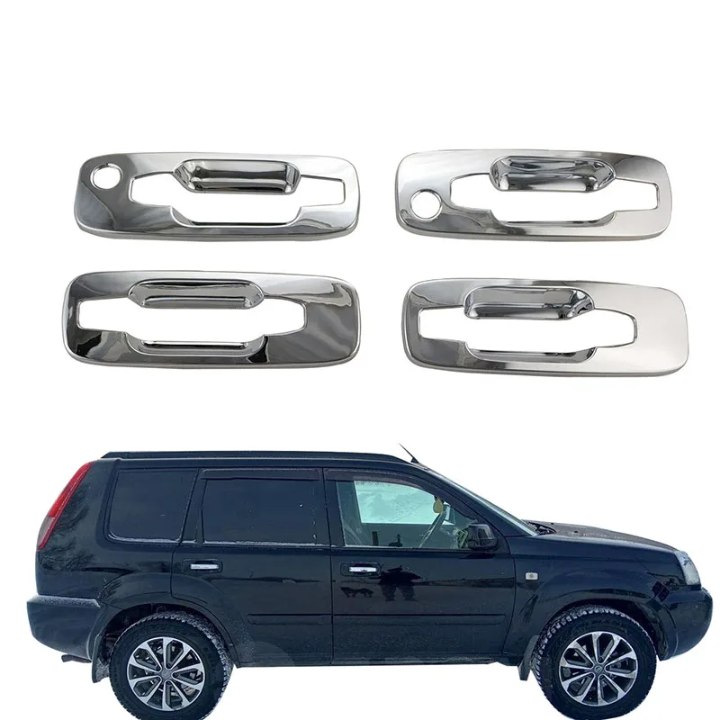 For Nissan X-Trail 2002-2006 T30 Car ABS Chrome External Stick Lamp Frame Door Bowl