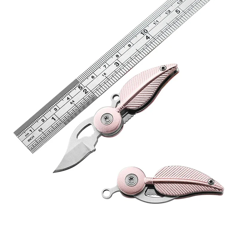 Mini Feather Multifunctional Folding Knife Pocket Outdoor Camping Self Defense Keychain Portable EDC Tools Unpacking Fruit Knife