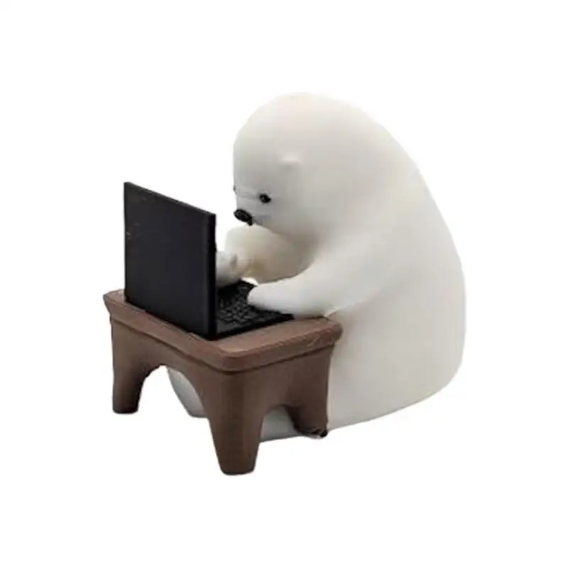 تمثال الدب العامل مصغر المبرمج الحيوان تمثال لطيف الدب الصغير رمز الكتابة الحلي المنزل مكان العمل مكتب الديكور