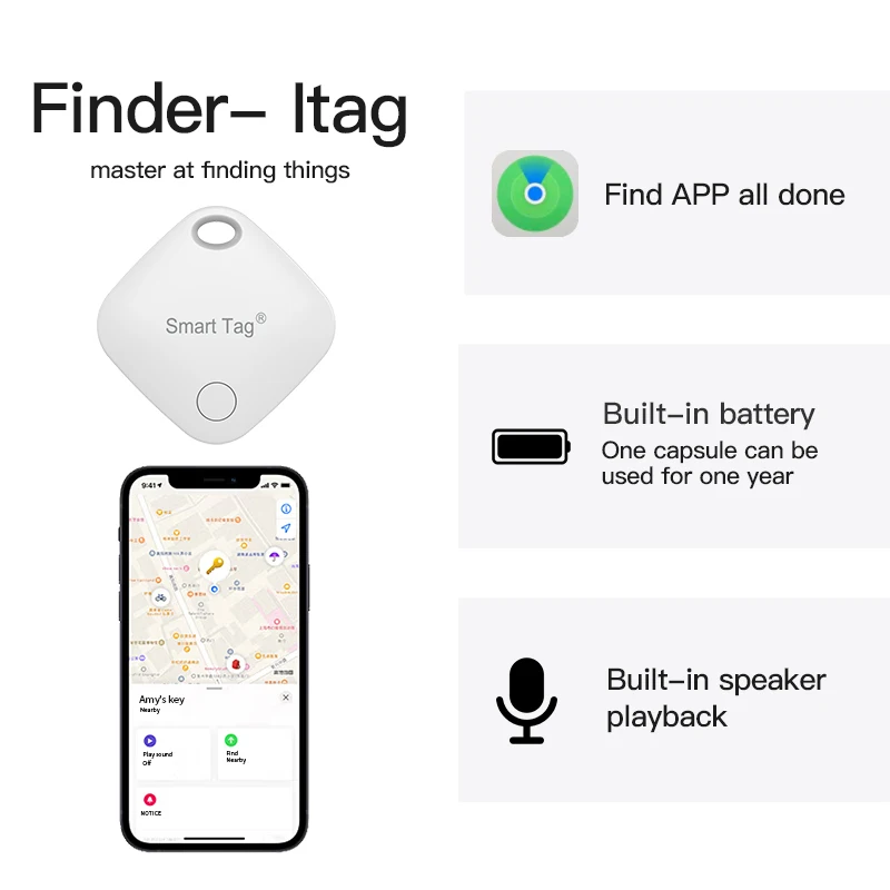 Smart Tag Gps Tracker Anti-lost Locator Bluetooth-compatible IOS System Ssecurity-protection For the Elderly Key Pet Tracker