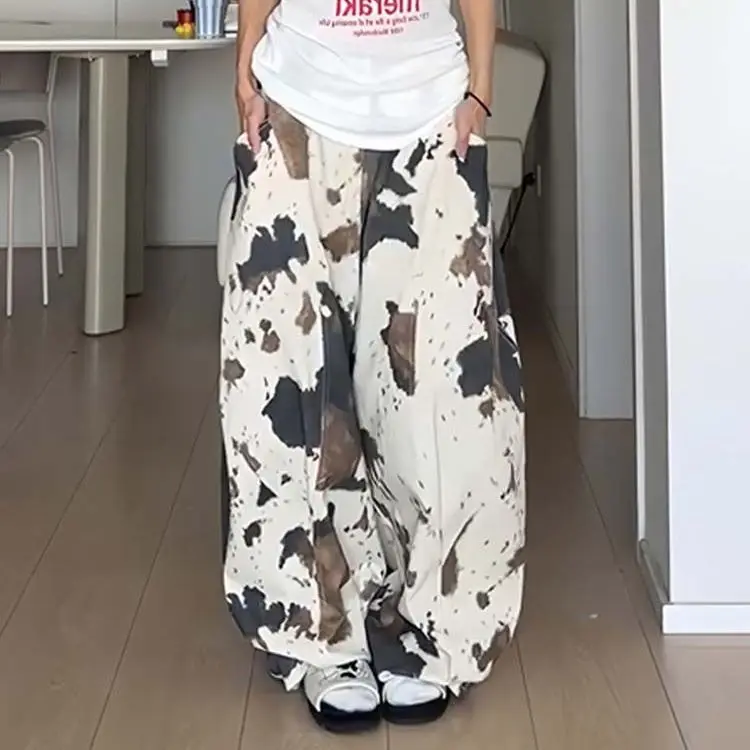 

Женские мешковатые джинсы Y2k с винтажным принтом, осень 202, уличная одежда, брюки-карго в стиле Харадзюку, японские брюки в стиле хип-хоп большого размера 2000-х годов