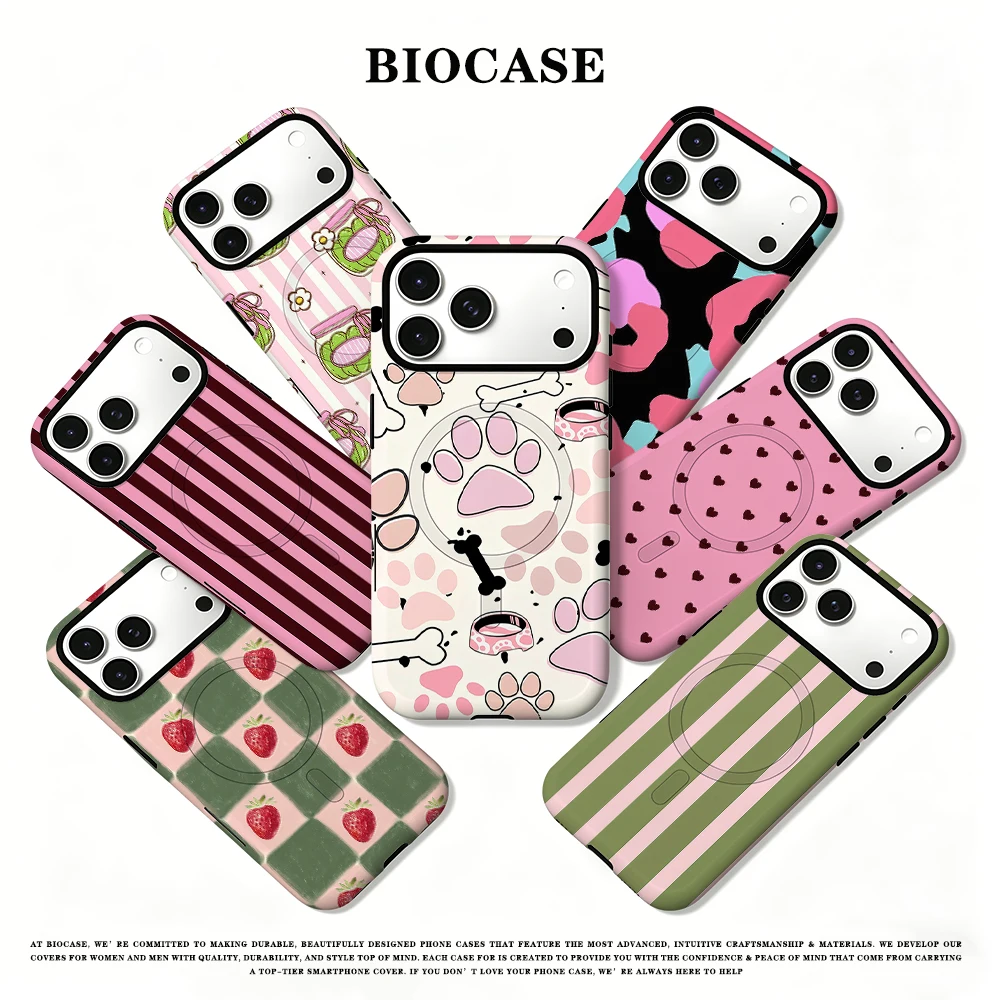 BioCase Pet Paw Fun 2-in-1 für Magsafe Handyhülle für iPhone 17 16 15 14 Plus 13 12 Pro Max Stoßfeste Hartschalen-PC-Hülle
