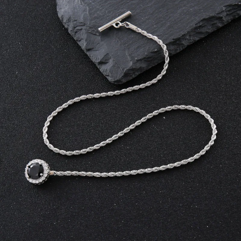 بدلة رجالية رائعة إكسسوار طية صدر السترة دبوس بروش كريستال شرابة سلسلة ربطة عنق سلاسل موضة الأعمال مجوهرات فاخرة غير رسمية #5