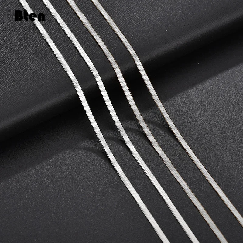 BTEN Charm kobiety łańcuszek węża Choker naszyjnik ze stali nierdzewnej złoty kolor srebrny płaskie Chokers w jodełkę Link dla dziewczynek 4mm — zdjęcie 7